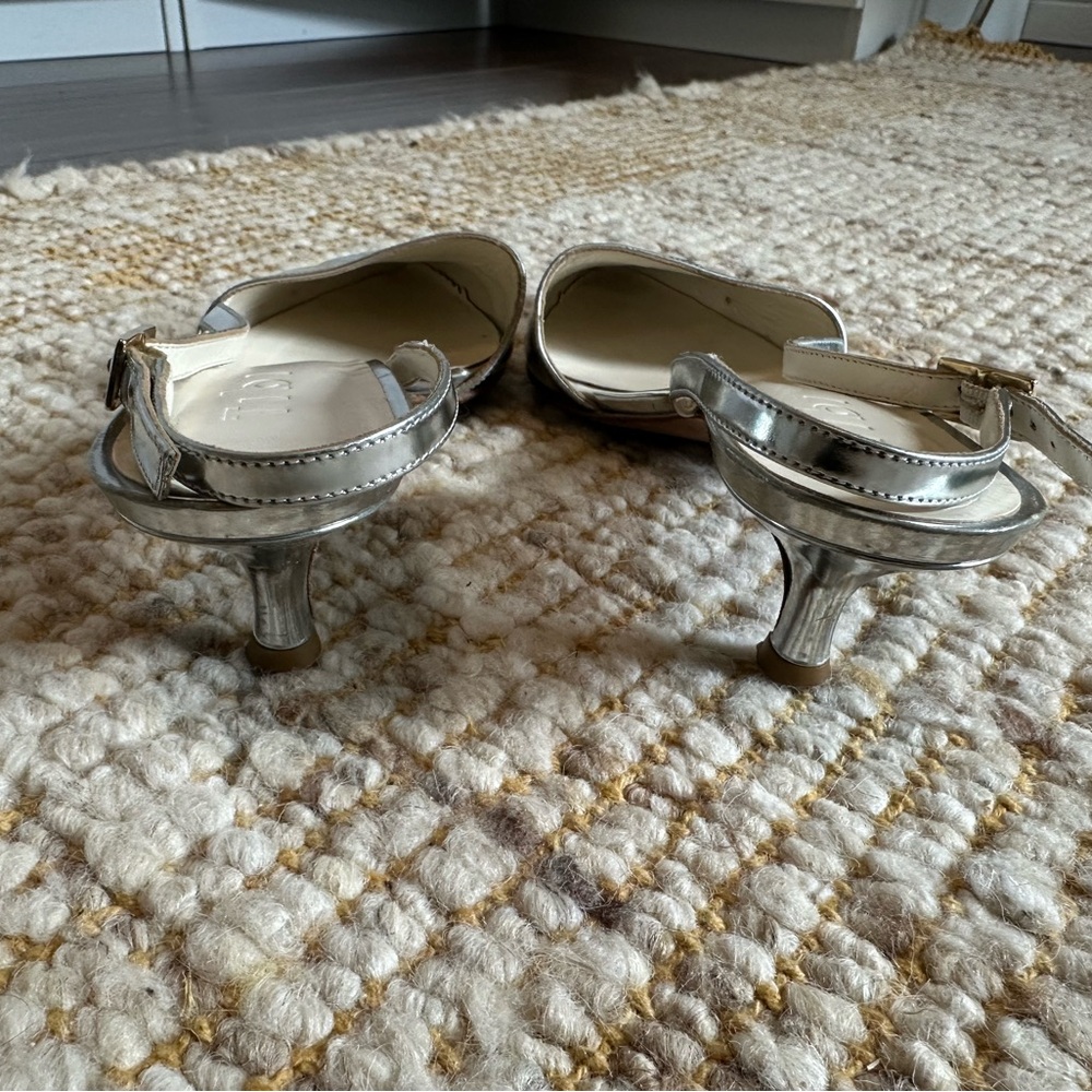 Tibi Metallic Silver Pointed Slingback Heels - Picture 3 of 4